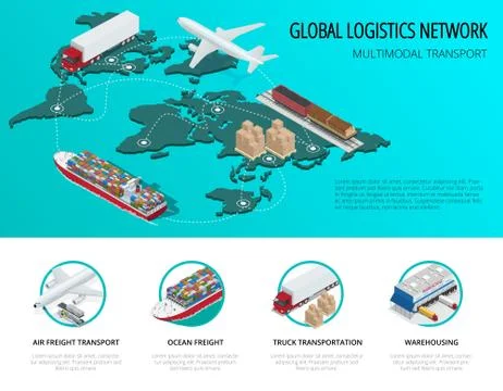 Global logistics network Flat 3d isometric vector illustration S イラスト素材