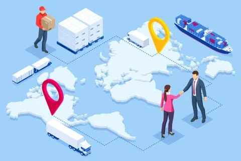Global logistics network. Flat 3d isometric vector illustration. Set of air イラスト素材