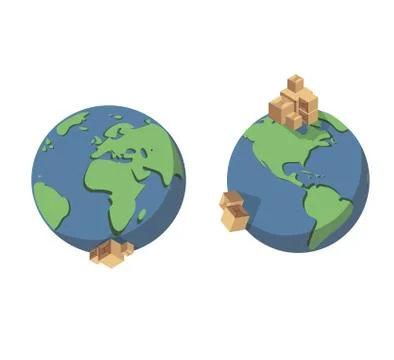 Global logistics network Flat isometric vector illustration Stock Illustration