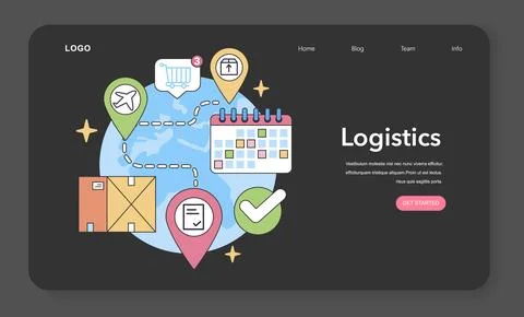Global logistics network. Flat vector illustration Ilustração Stock