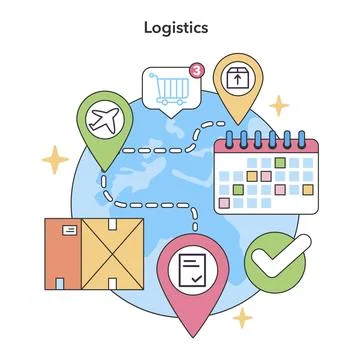 Global logistics network. Flat vector illustration Ilustração Stock