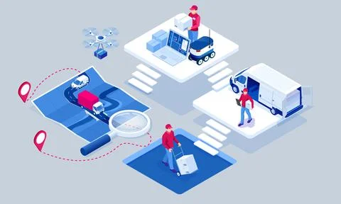 Global logistics network isometric illustration. Isometric Logistics and Stock Illustration