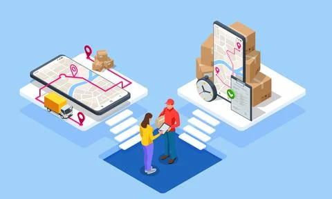 Global logistics network isometric illustration. Isometric Logistics and Stock Illustration