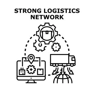 Global logistics network planning and freight management Illustrazione stock