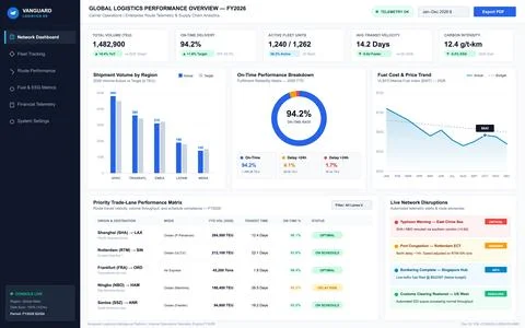Global Logistics Performance Dashboard with Supply Chain Analytics and Metric Stock Illustration