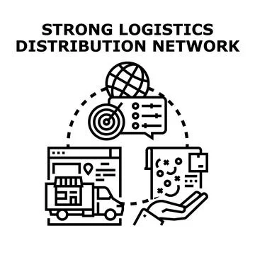 Global logistics strategy managing delivery network operations 스톡 일러스트