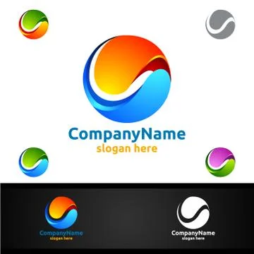 Global Logo for Modern Technology World Sphere Concept Design Stock Illustration