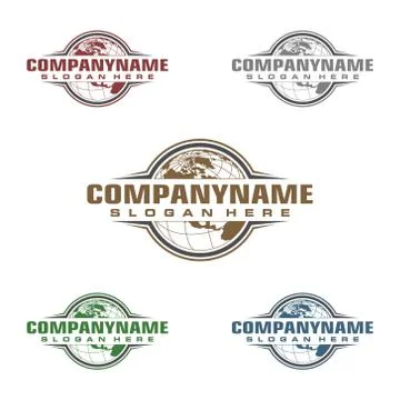 Global logo with ring sphere and digital world motion vector logo design Ilustración de archivo