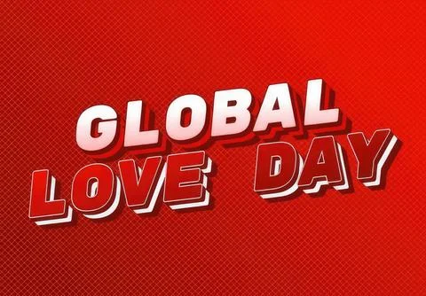 Global love day message with bold red text on red background Stock Illustration