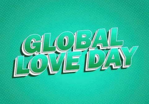 Global love day text in bold 3d style on colorful background Stock Illustration