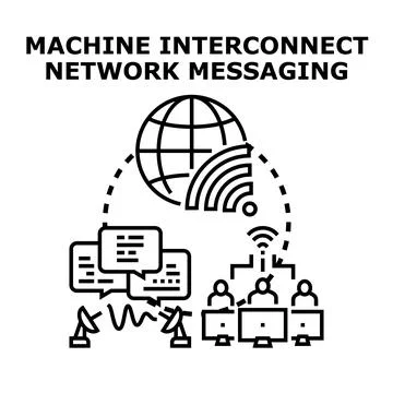 Global machine interconnect networking digital messaging Stock Illustration