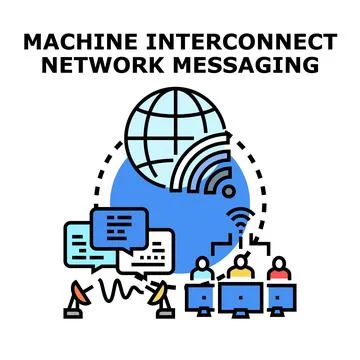 Global machine interconnect networking digital messaging Stock Illustration