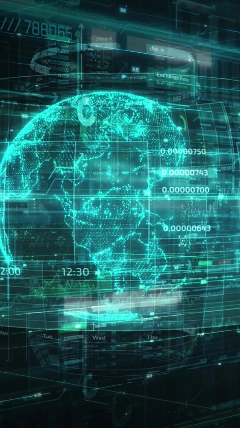 The global management system is processing big data Stock Footage 345667186