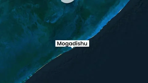 Global map animation showing the coastline and city of Mogadishu, Somalia Stock Footage 343218252