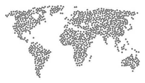Global Map Collage of Brain Icons Illustrazione stock