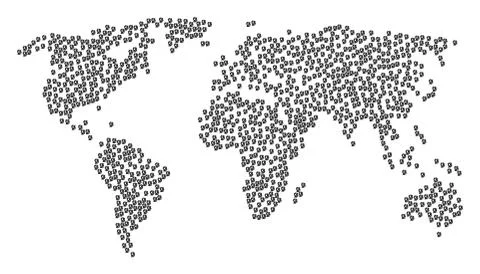 Global Map Collage of Call Center Operator Items 스톡 일러스트