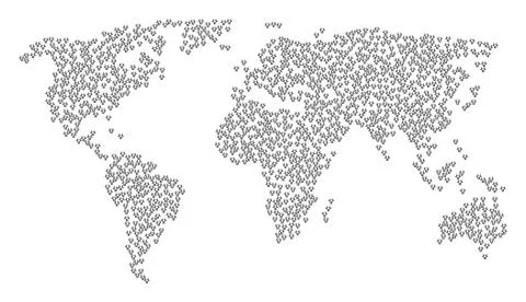 Global Map Collage of Cow Head Icons Stock Illustration