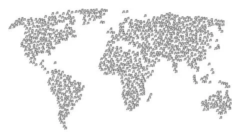 Global Map Collage of Music Items Stock Illustration