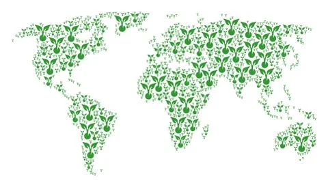 Global Map Collage of Seed Sprout Icons Stock Illustration