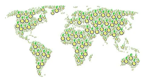 Global Map Collage of Seed Sprout Items Stock Illustration