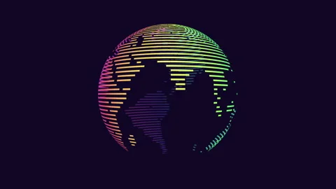 Global map constructed with dots in step pattern Stockbeeldmateriaal 315093130