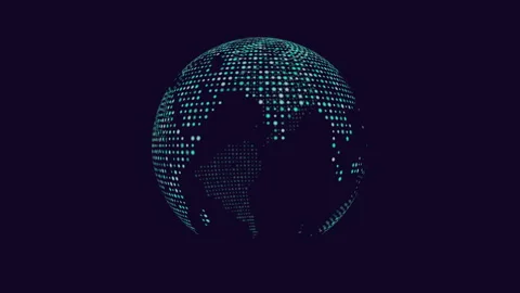 Global map constructed with dots in step pattern Stock Footage 315093177