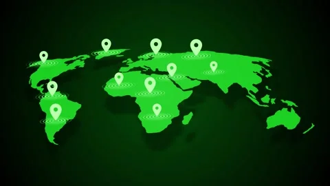 Global map with location markers animation, World map with location markers.. Stock Footage 317114403