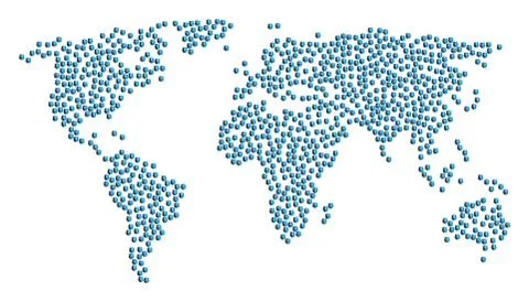 Global Map Mosaic of Dual Head Interface Items Stock Illustration