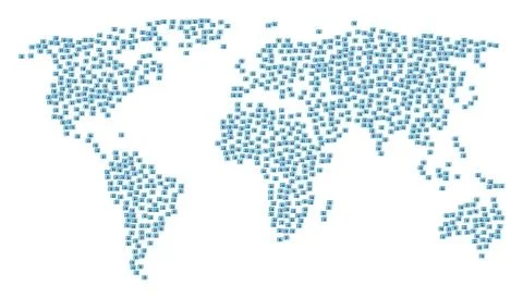 Global Map Mosaic of Newspaper Items Stock Illustration