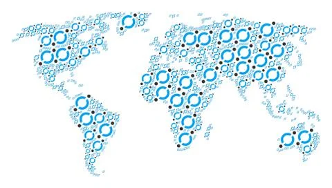 Global Map Mosaic of Node Link Items 스톡 일러스트