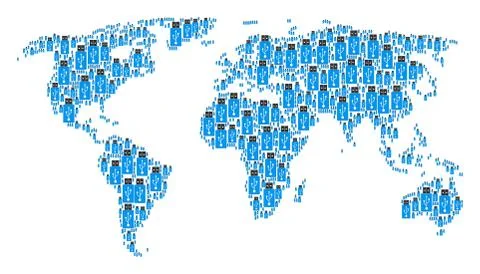 Global Map Mosaic of USB Flash Drive Icons Stock Illustration