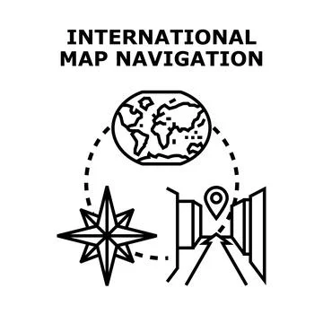 Global map navigation route planning direction concept Stock Illustration