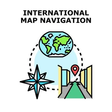 Global map navigation route planning direction concept Stock Illustration