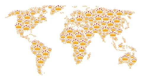 Global Map Pattern of Crown Icons 스톡 일러스트