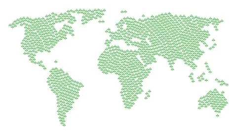 Global Map Pattern of Eco Man Icons Stock Illustration