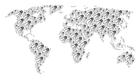 Global Map Pattern of First Satellite Icons Stock Illustration