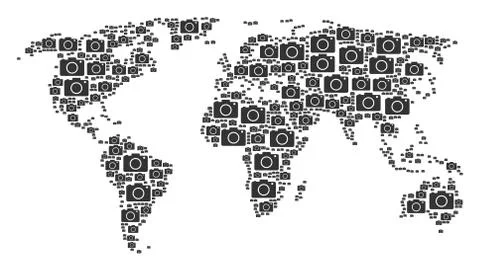 Global Map Pattern of Photo Camera Icons イラスト素材
