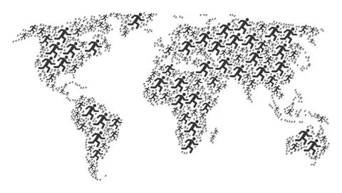 Global Map Pattern of Running Man Items Stockillustratie