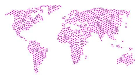 Global Map Pattern of Sparcle Star Icons Stock Illustration