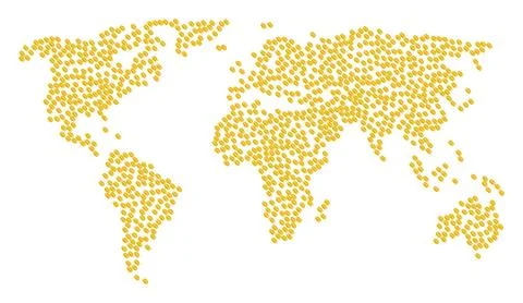 Global Map Pattern of Wheat Seed Icons イラスト素材