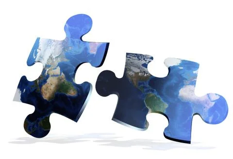 Global map puzzles comunication Stock Photos