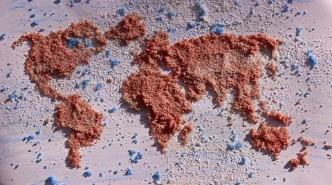Global map sand-drawing appears Stock Footage 43240937