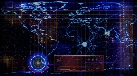 Global Map Technology Targeted 4K Loop Stock Footage 60432416