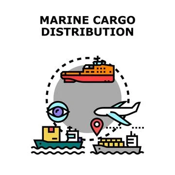 Global marine cargo distribution system tracking international freight Stock Illustration