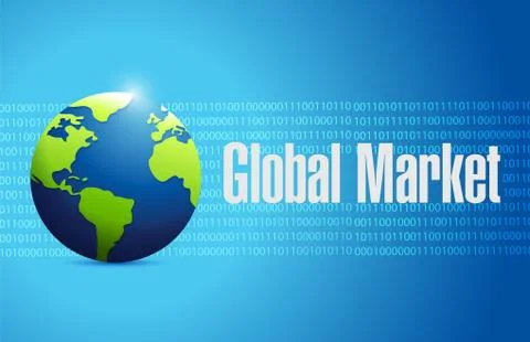 Global market binary globe sign concept Stock Illustration