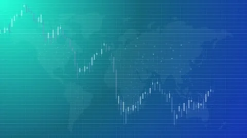Global market down decrease financial economy bearish chart display in blue 库存影片 308451965