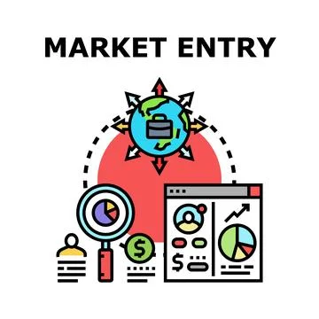 Global market entry strategy analysis and business expansion Stock Illustration