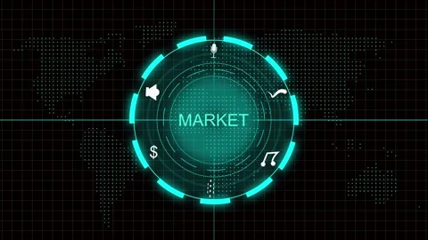 Global market interface with digital world map. Global market for internati.. Stock Footage 337815383