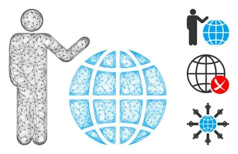 Global Marketing Polygonal Web Vector Mesh Illustration Stock Illustration