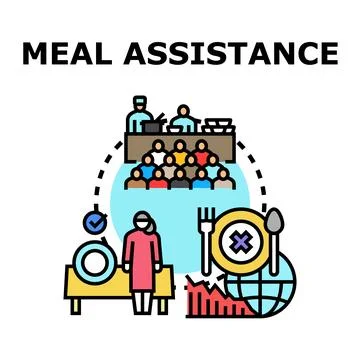 Global meal assistance program addressing food insecurity Stock Illustration